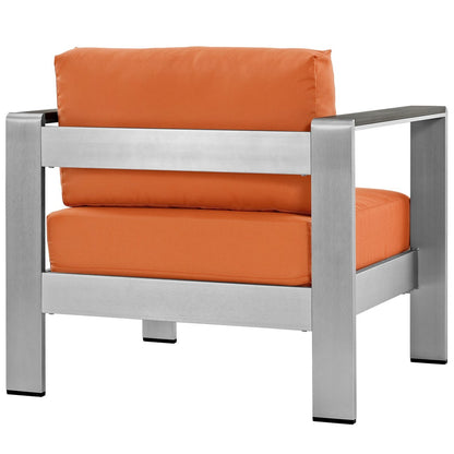 Shore Outdoor Patio Aluminum Armchair, Orange, Metal 10870