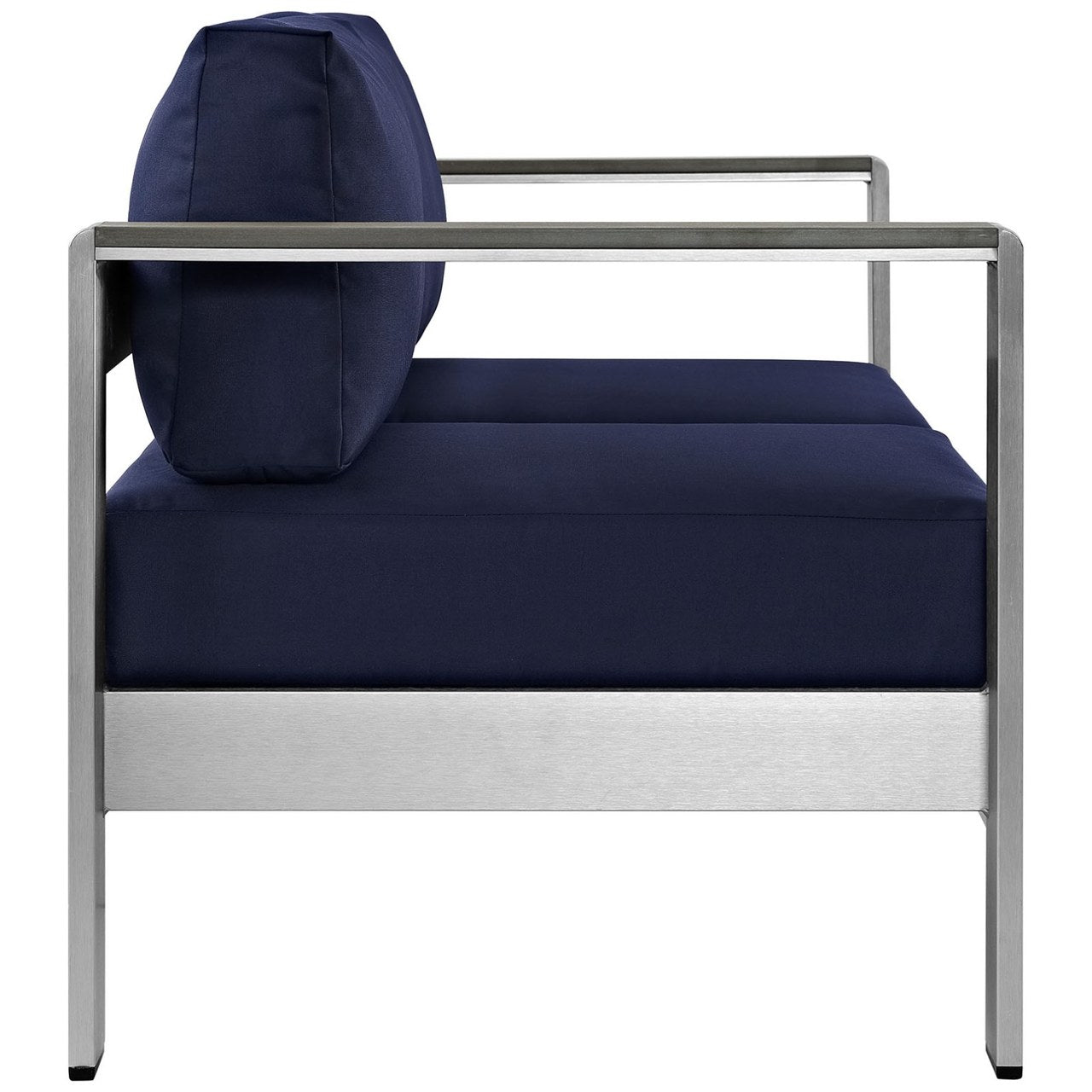 Shore Outdoor Patio Aluminum Loveseat, Navy, Metal 10873