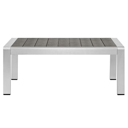 Shore Outdoor Patio Aluminum Coffee Table, Grey, Metal 10875