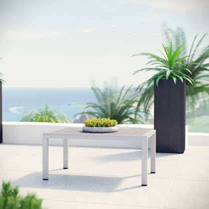 Shore Outdoor Patio Aluminum Coffee Table, Grey, Metal 10875