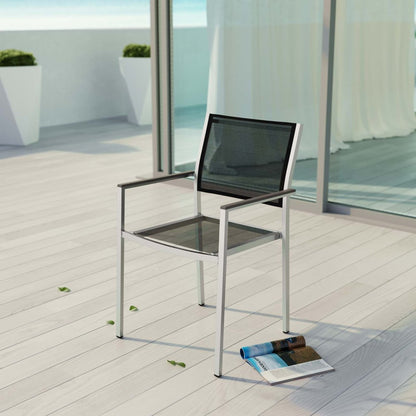 Shore Outdoor Patio Aluminum Dining Chair, Black, Metal 10882