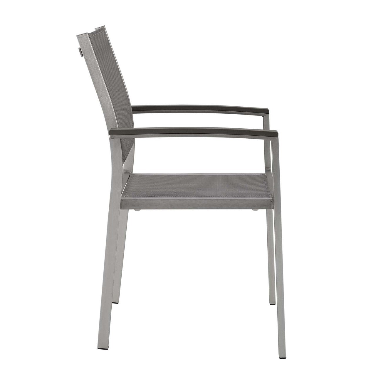 Shore Outdoor Patio Aluminum Dining Chair, Aluminum Metal Steel, Grey Gray 13515