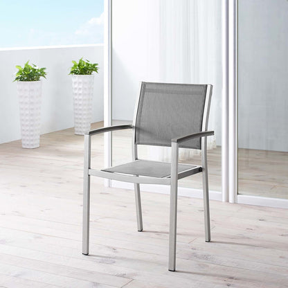 Shore Outdoor Patio Aluminum Dining Chair, Aluminum Metal Steel, Grey Gray 13515