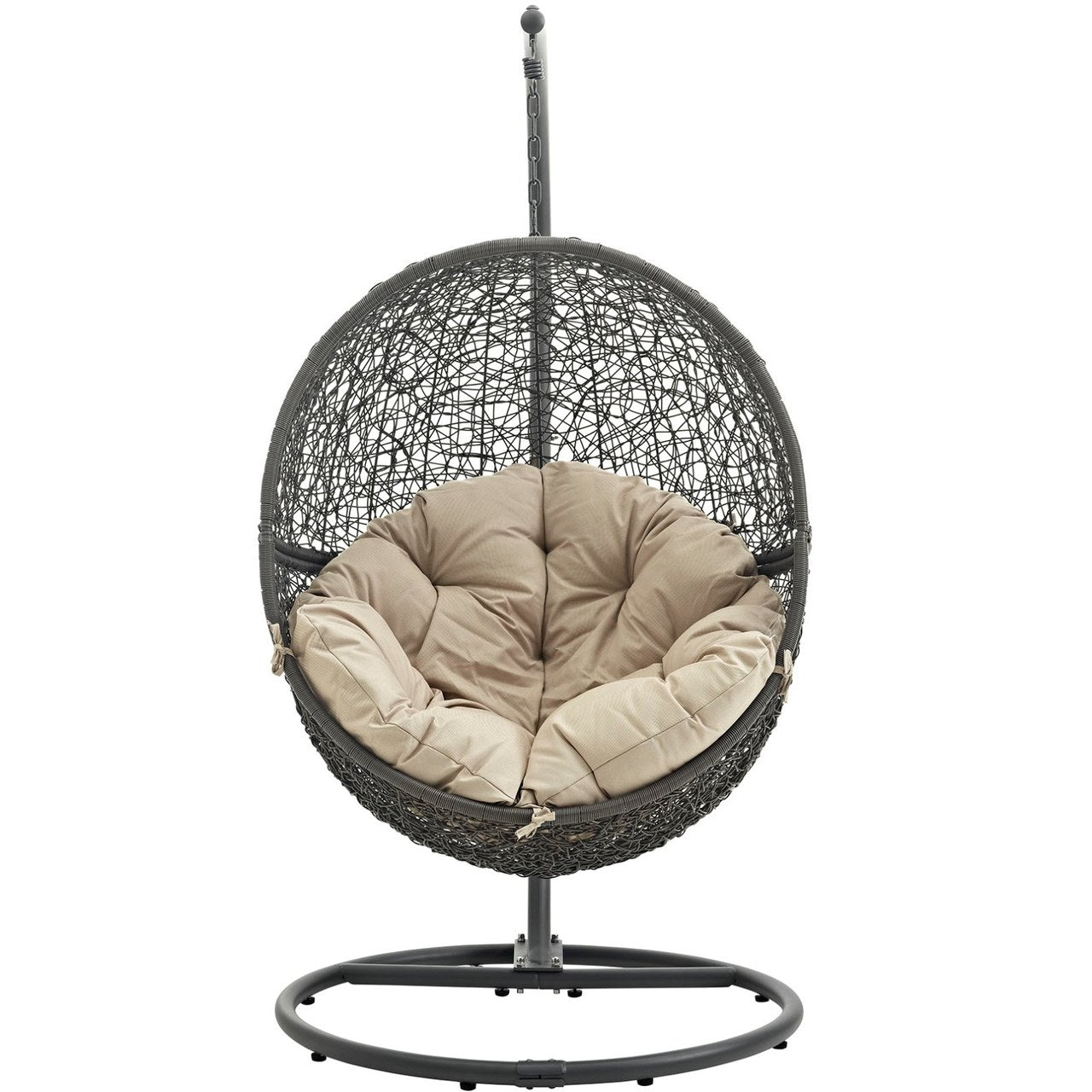 Hide Outdoor Patio Swing Chair With Stand, Beige, Rattan 10883