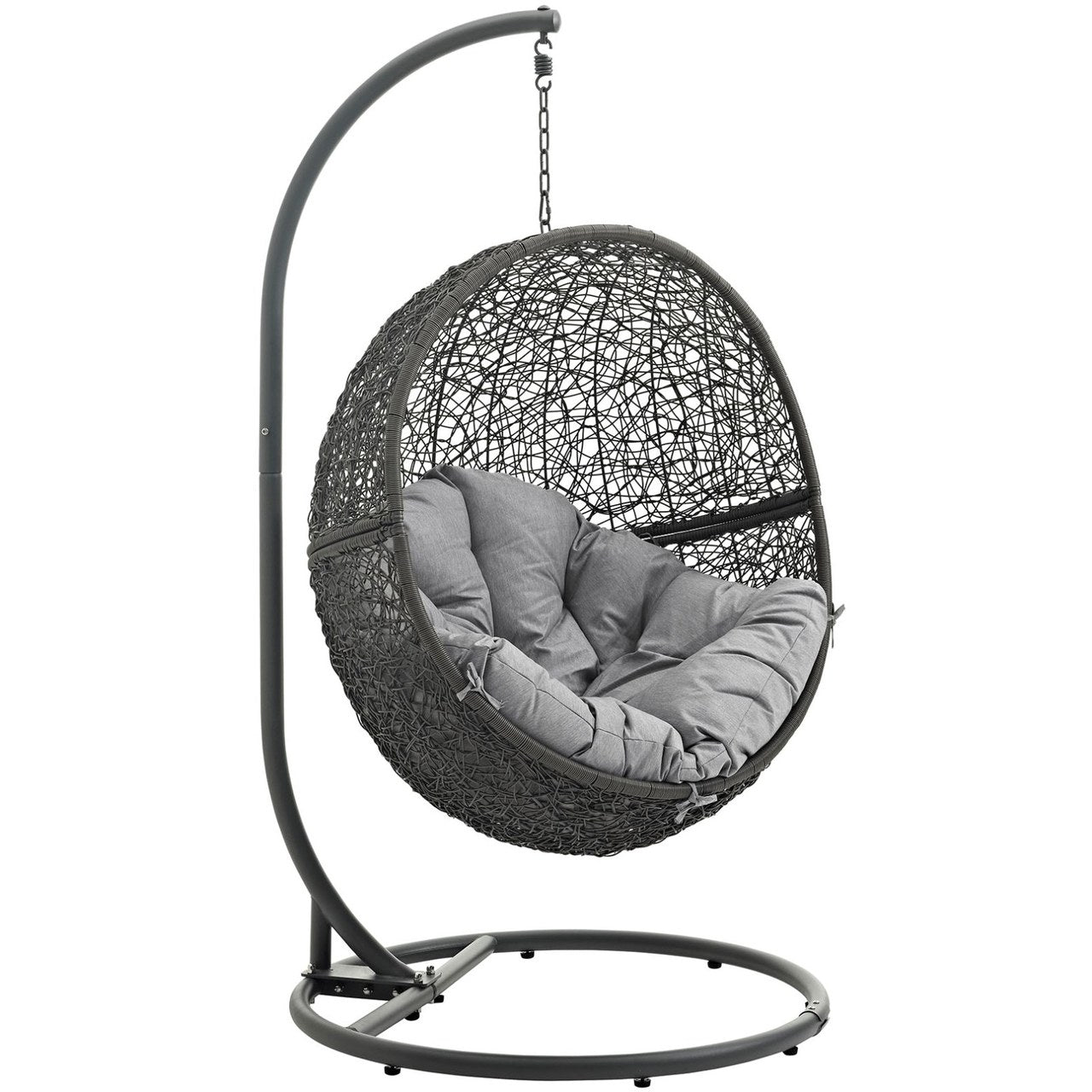 Hide Outdoor Patio Swing Chair With Stand, Grey, Rattan 10884