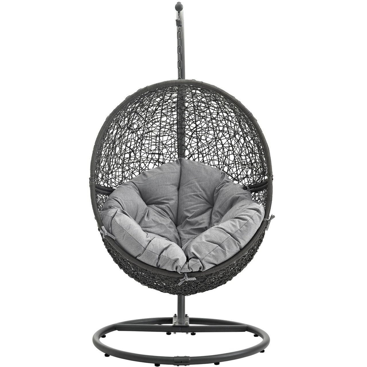 Hide Outdoor Patio Swing Chair With Stand, Grey, Rattan 10884
