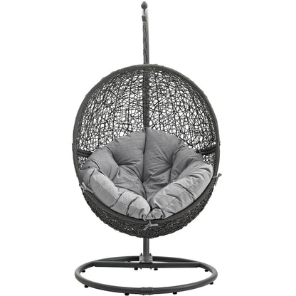 Hide Outdoor Patio Swing Chair With Stand, Grey, Rattan 10884