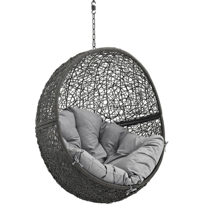 Hide Outdoor Patio Swing Chair With Stand, Grey, Rattan 10884