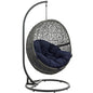 Hide Outdoor Patio Swing Chair With Stand, Navy, Rattan 10886