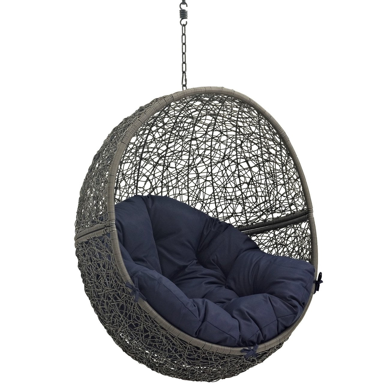 Hide Outdoor Patio Swing Chair With Stand, Navy, Rattan 10886
