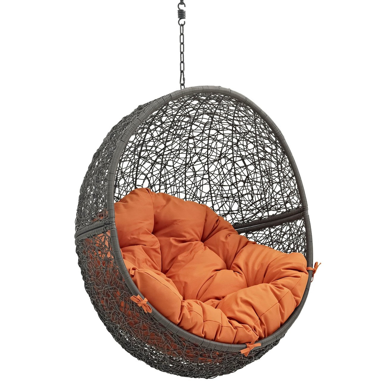 Hide Outdoor Patio Swing Chair With Stand, Orange, Rattan 10887