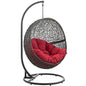 Hide Outdoor Patio Swing Chair With Stand, Red, Rattan 10889