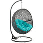 Hide Outdoor Patio Swing Chair With Stand, Blue, Rattan 10890