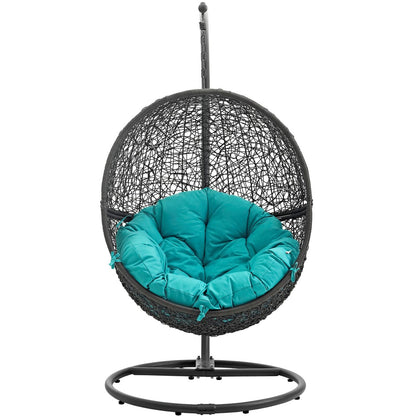Hide Outdoor Patio Swing Chair With Stand, Blue, Rattan 10890