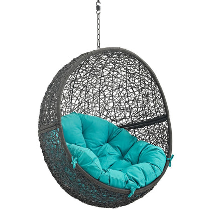 Hide Outdoor Patio Swing Chair With Stand, Blue, Rattan 10890
