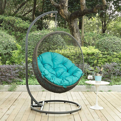 Hide Outdoor Patio Swing Chair With Stand, Blue, Rattan 10890