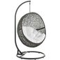 Hide Outdoor Patio Swing Chair With Stand, White, Rattan 10891