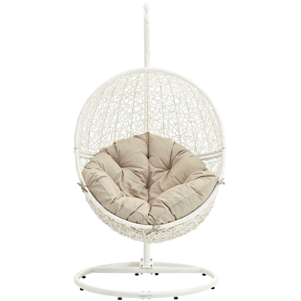 Hide Outdoor Patio Swing Chair With Stand, Beige, Rattan 10892