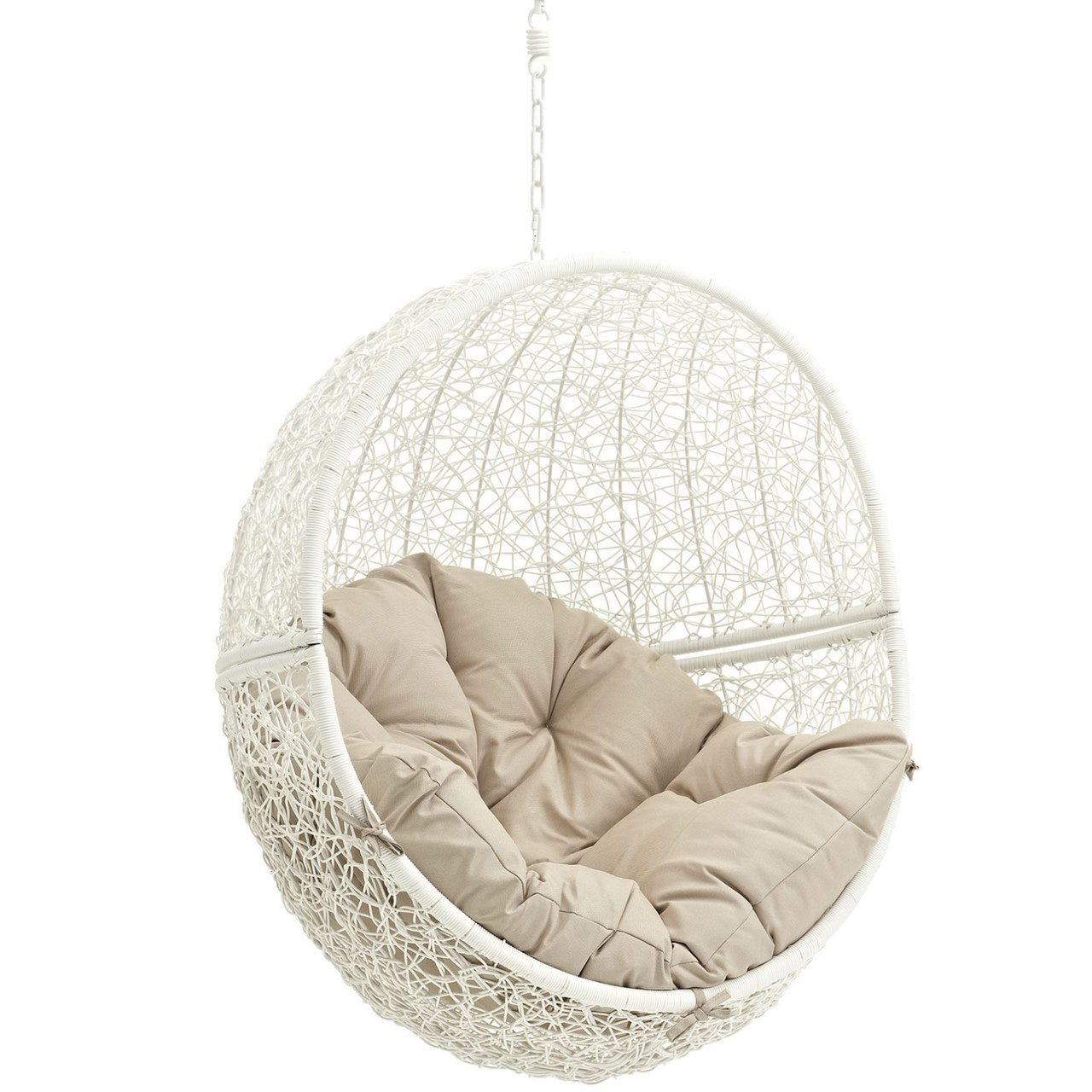 Hide Outdoor Patio Swing Chair With Stand, Beige, Rattan 10892