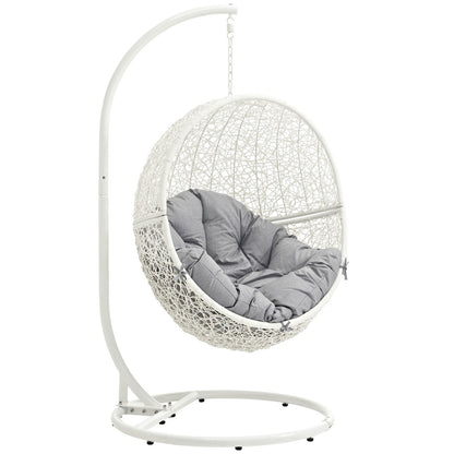 Hide Outdoor Patio Swing Chair With Stand, Grey, Rattan 10893
