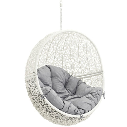 Hide Outdoor Patio Swing Chair With Stand, Grey, Rattan 10893