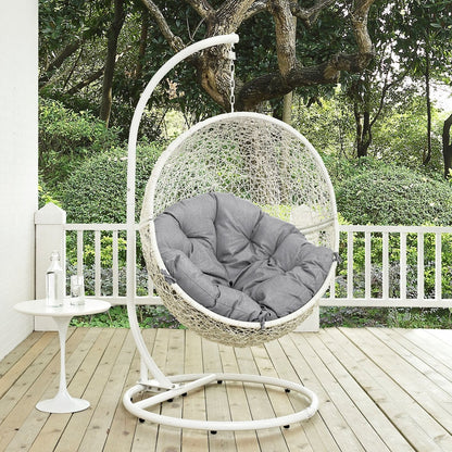 Hide Outdoor Patio Swing Chair With Stand, Grey, Rattan 10893