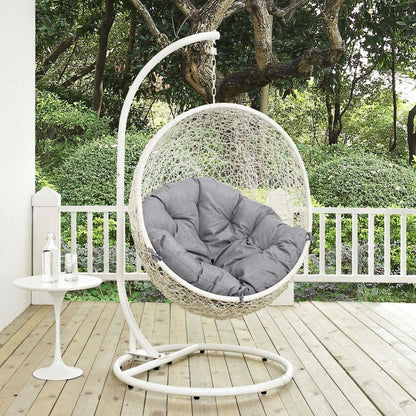 Hide Outdoor Patio Swing Chair With Stand, Grey, Rattan 10893