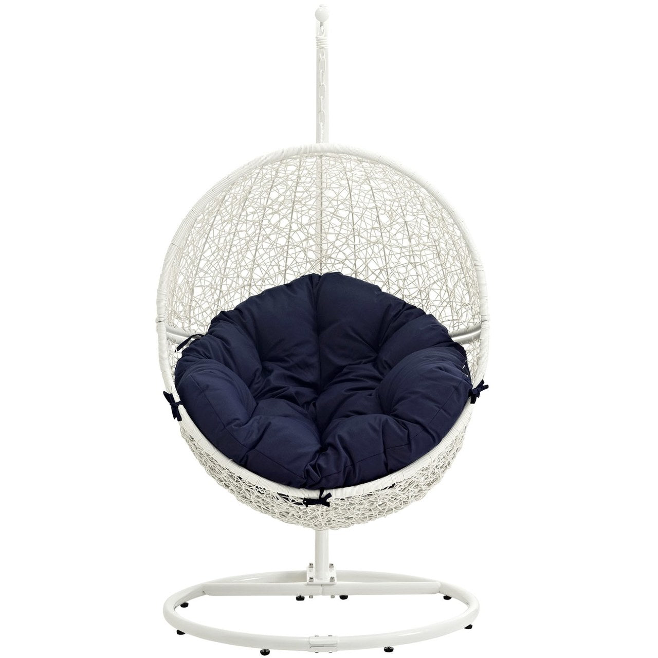 Hide Outdoor Patio Swing Chair With Stand, Navy, Rattan 10895