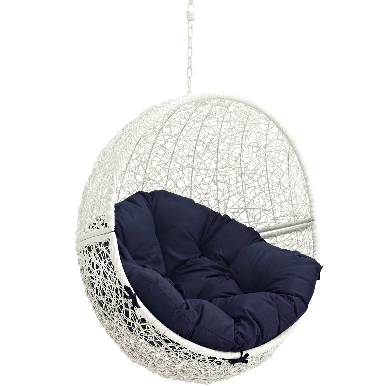 Hide Outdoor Patio Swing Chair With Stand, Navy, Rattan 10895