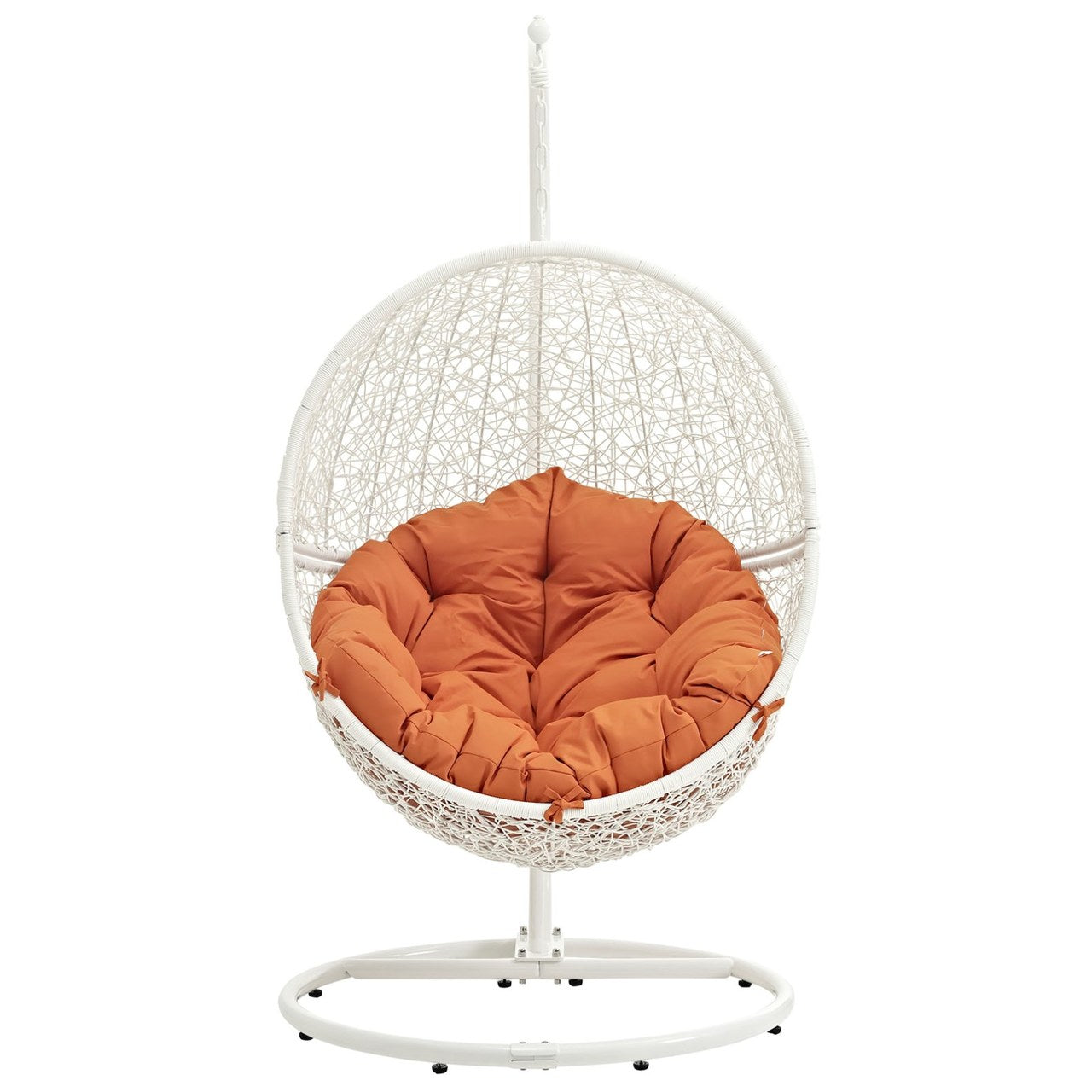 Hide Outdoor Patio Swing Chair With Stand, Orange, Rattan 10896
