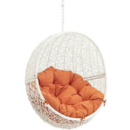 Hide Outdoor Patio Swing Chair With Stand, Orange, Rattan 10896