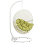 Hide Outdoor Patio Swing Chair With Stand, Green, Rattan 10897