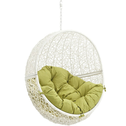Hide Outdoor Patio Swing Chair With Stand, Green, Rattan 10897