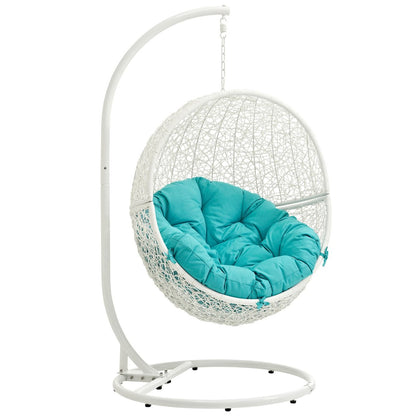 Hide Outdoor Patio Swing Chair With Stand, Blue, Rattan 10899