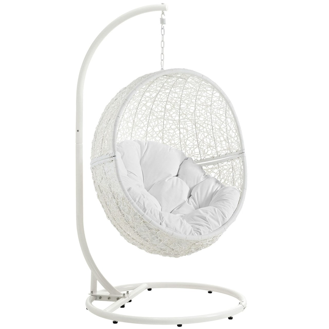 Hide Outdoor Patio Swing Chair With Stand, White, Rattan 10900