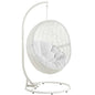 Hide Outdoor Patio Swing Chair With Stand, White, Rattan 10900