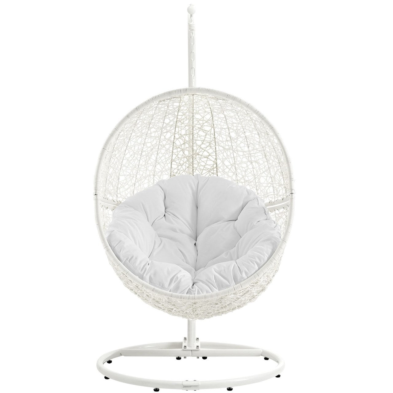 Hide Outdoor Patio Swing Chair With Stand, White, Rattan 10900