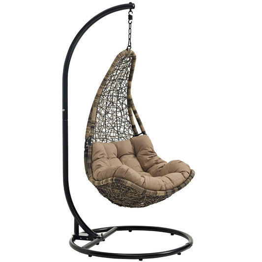 Abate Outdoor Patio Swing Chair With Stand, Black, Rattan 10909