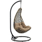 Abate Outdoor Patio Swing Chair With Stand, Black, Rattan 10909