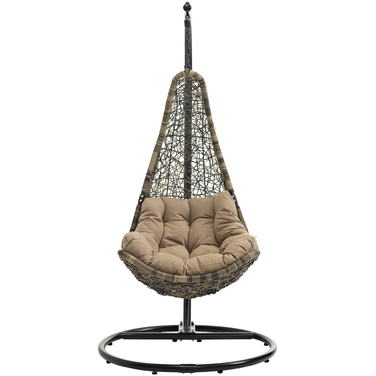 Abate Outdoor Patio Swing Chair With Stand, Black, Rattan 10909
