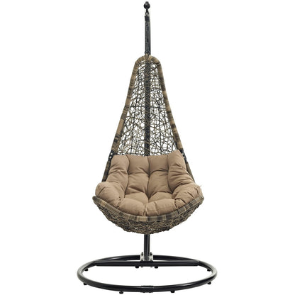 Abate Outdoor Patio Swing Chair With Stand, Black, Rattan 10909