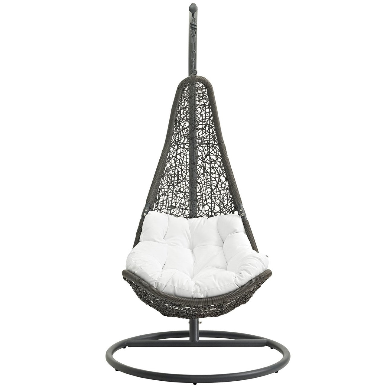 Abate Outdoor Patio Swing Chair With Stand, White, Rattan 10910