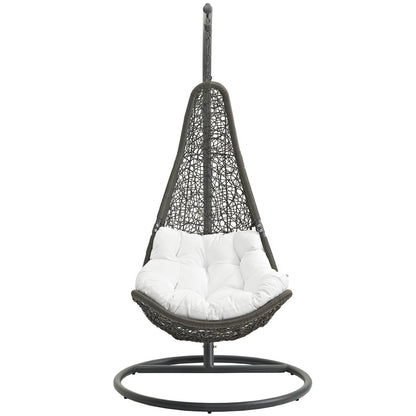 Abate Outdoor Patio Swing Chair With Stand, White, Rattan 10910
