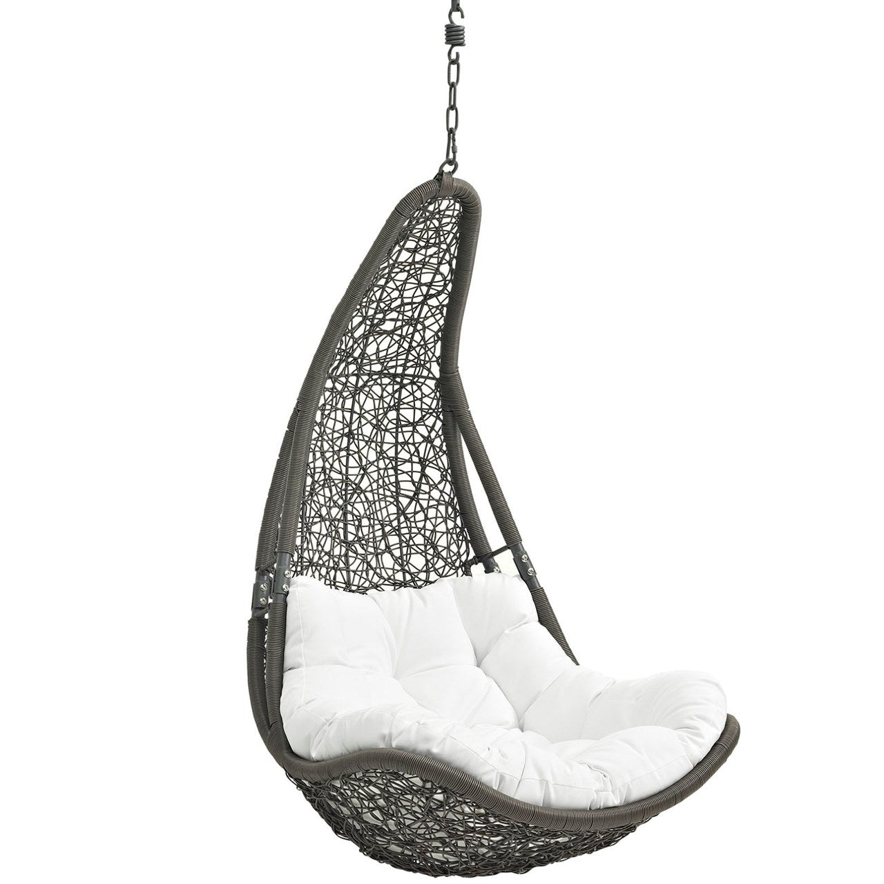 Abate Outdoor Patio Swing Chair With Stand, White, Rattan 10910