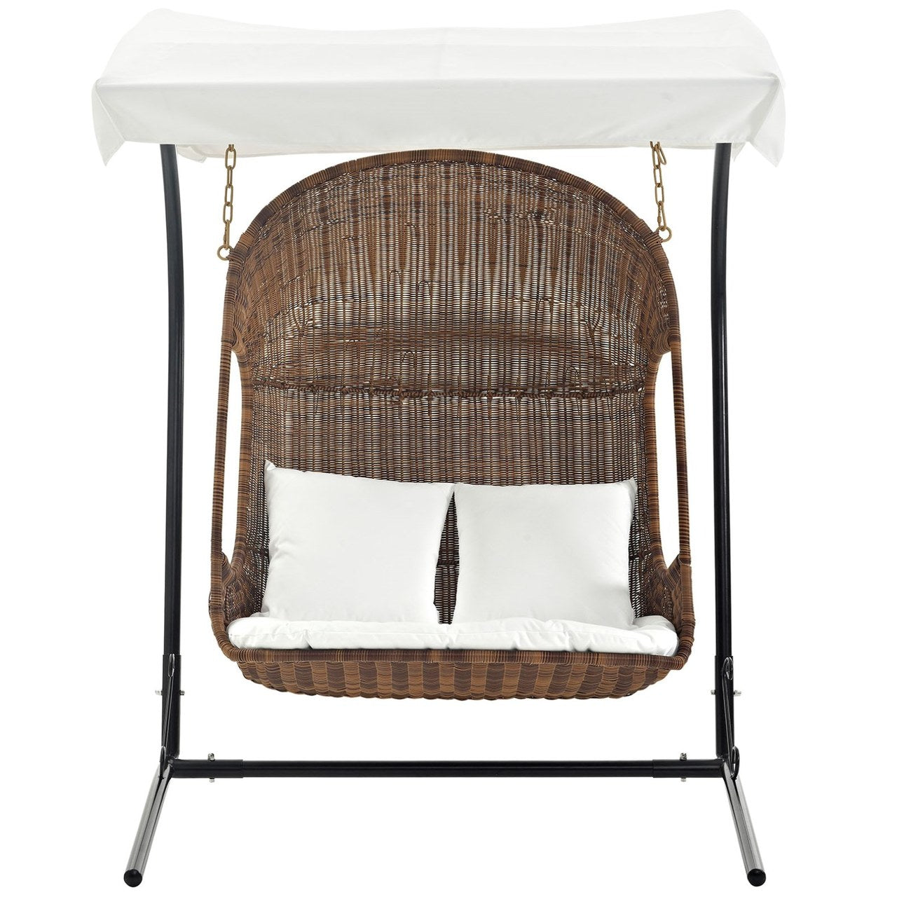 Vantage Outdoor Patio Swing Chair With Stand, White, Rattan 10912