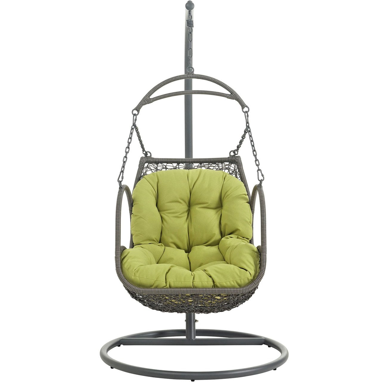 Arbor Outdoor Patio Wood Swing Chair, Green, Rattan 10914