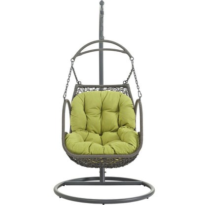 Arbor Outdoor Patio Wood Swing Chair, Green, Rattan 10914