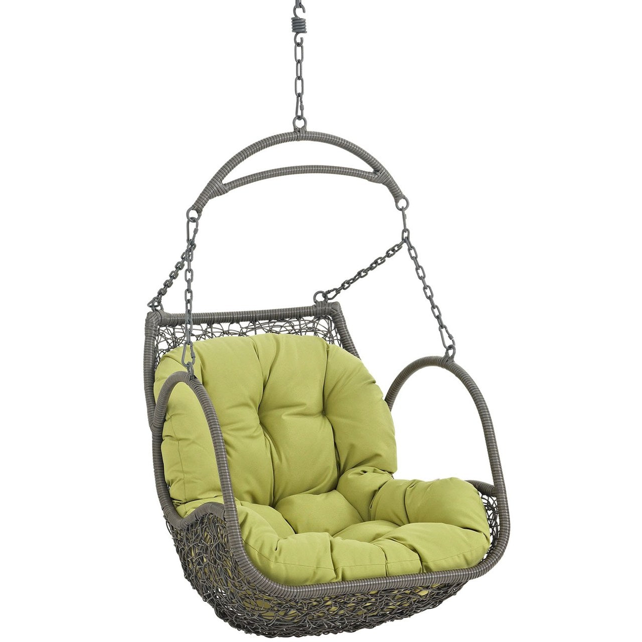 Arbor Outdoor Patio Wood Swing Chair, Green, Rattan 10914