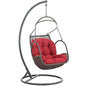 Arbor Outdoor Patio Wood Swing Chair, Red, Rattan 10915