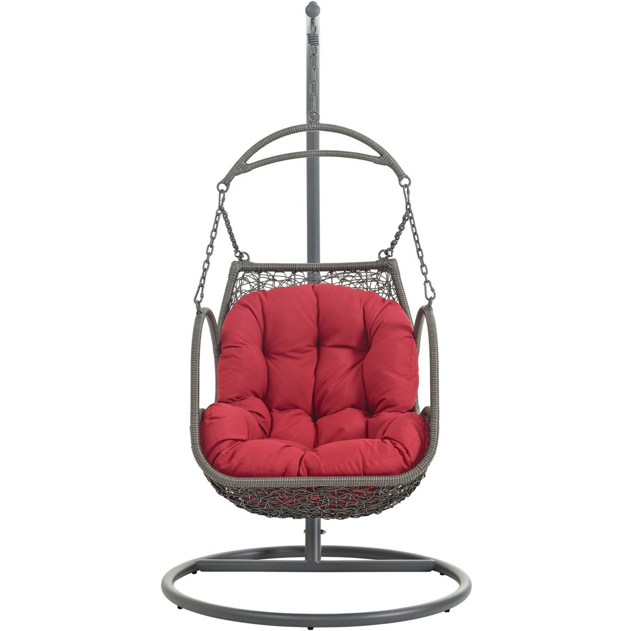 Arbor Outdoor Patio Wood Swing Chair, Red, Rattan 10915